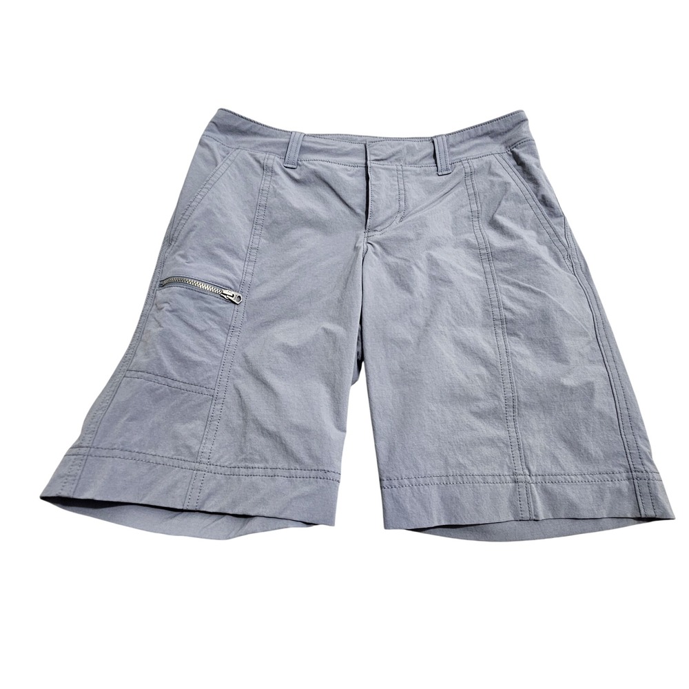 Athleta Trekkie Hiking Shorts 2 Gray Stretch Nylon Cargo Pockets 438912-01